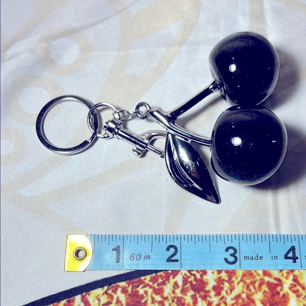 Cherry Keychain with Silver Accents